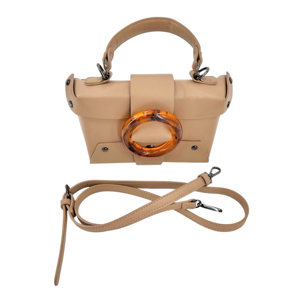 LIKE DREAMS Taupe Gray Brown "Agatha" Vegan Faux Leather Crossbody Satchel Bag